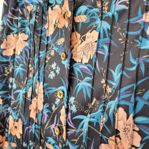 Vintage 70s Botanical Lavallière (Tie-Neck Bow) Blouse Estimated Size Small - Picture 5 of 12